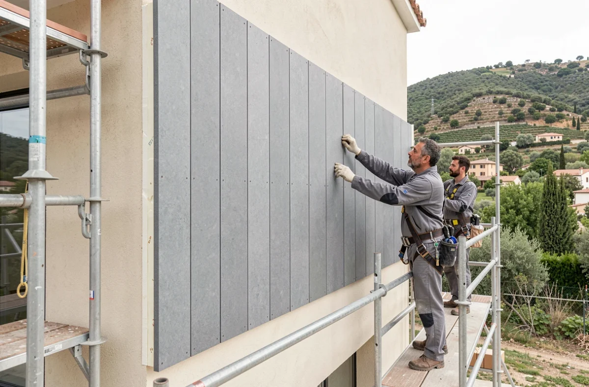 Pose de bardage et isolation extérieure sur une maison près d'Aix-en-Provence