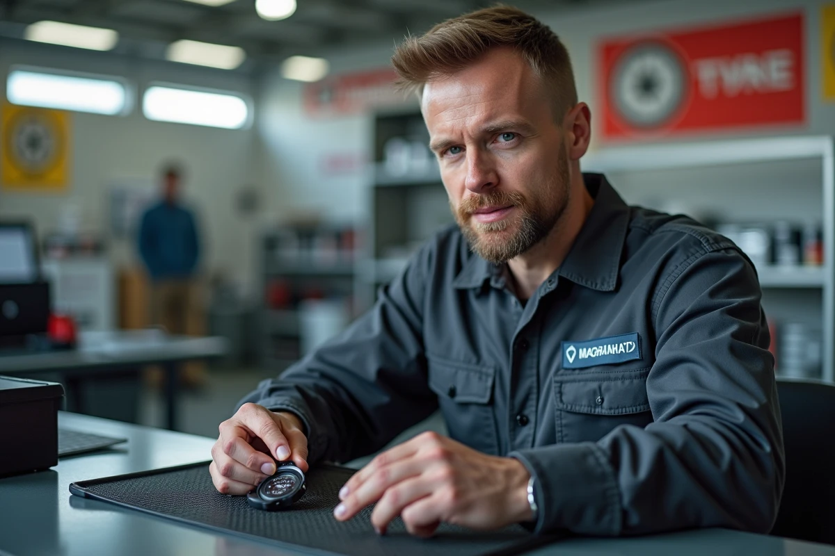 Technicien de centre auto réalisant le changement de pile d'une montre sport