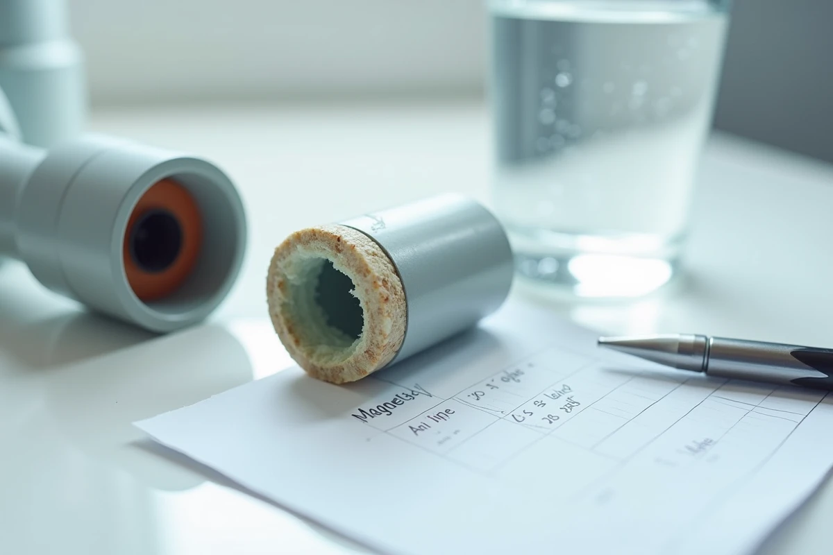 Comparaison d'un tuyau entartré et d'un aimant anti-calcaire lors d'un test de consommateur indépendant