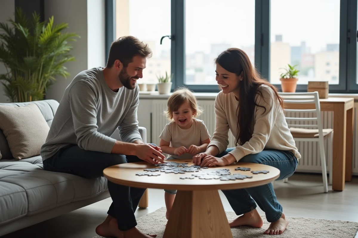 Famille réunie autour d