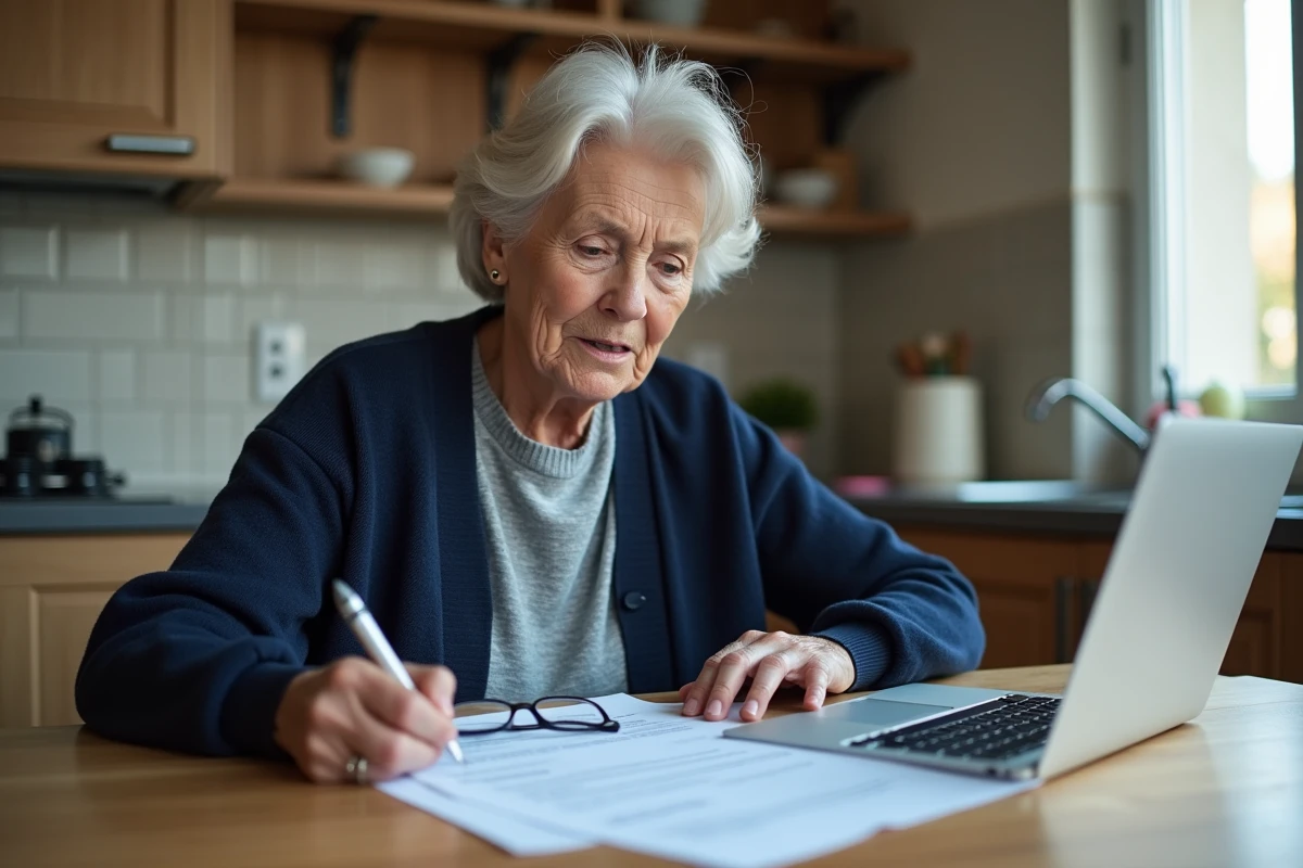 Femme consultant son contrat d'assurance habitation à la suite de dégâts causés par une fouine