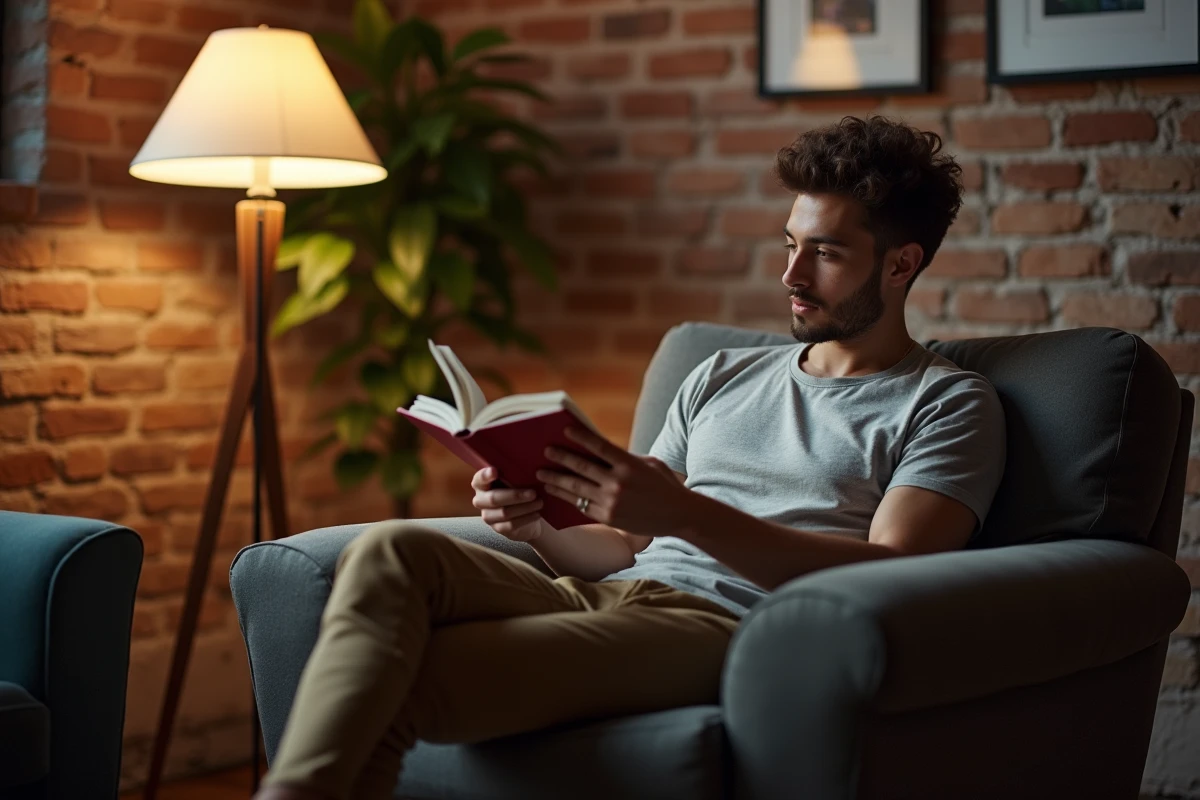Jeune homme lisant près d
