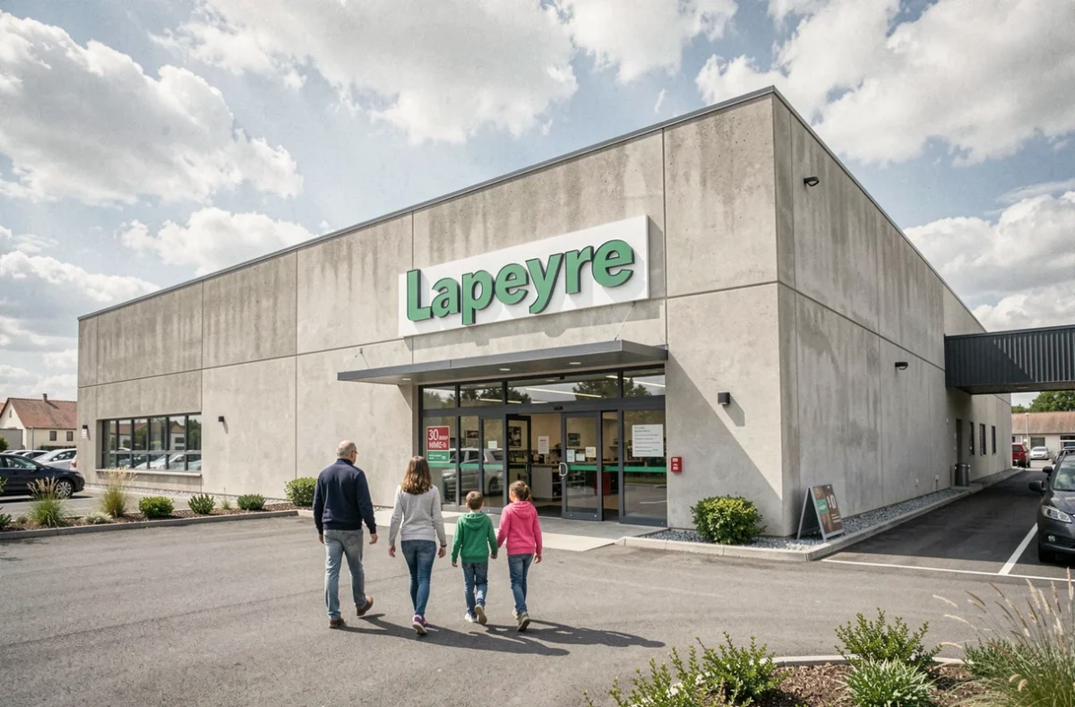 Façade extérieure du magasin Lapeyre à Chauray avec son enseigne et son entrée principale
