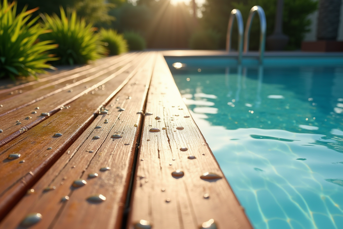 Terrasse en dalles composites avec empreintes d